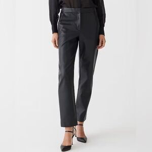 J. Crew Kate Straight Pant Women’s Size 0 Black Faux Leather Ankle Trouser Pants